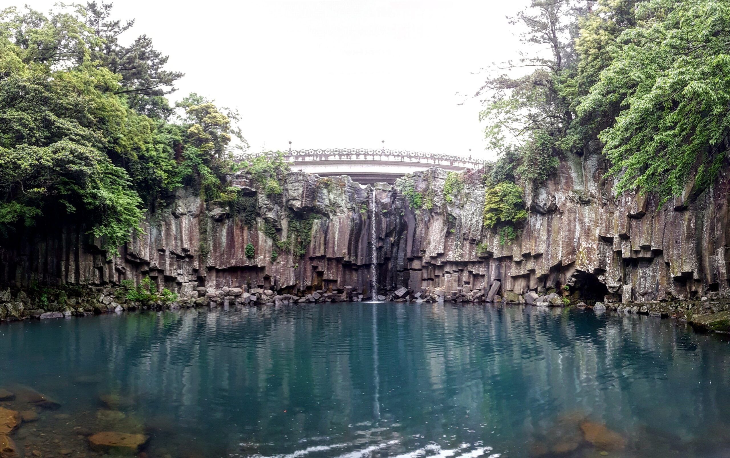 Cheonjeyeon Falls in the Jungmun area of Jeju