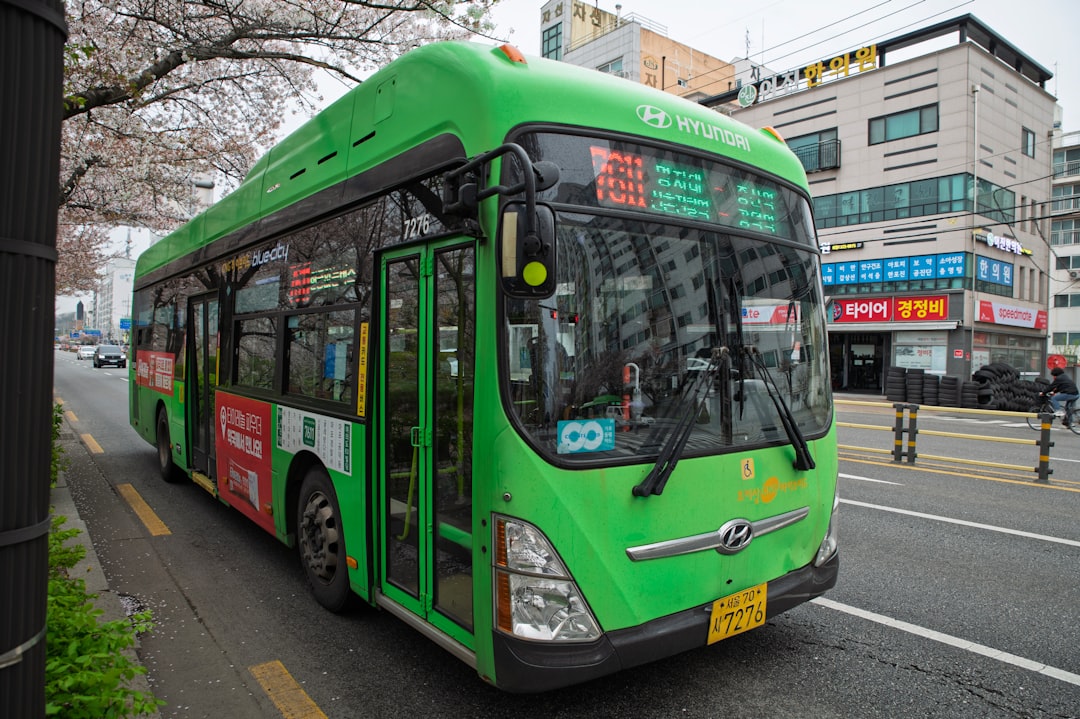 Korean tourist shuttle bus representing Jeju Tourist Shuttle routes 810 and 820