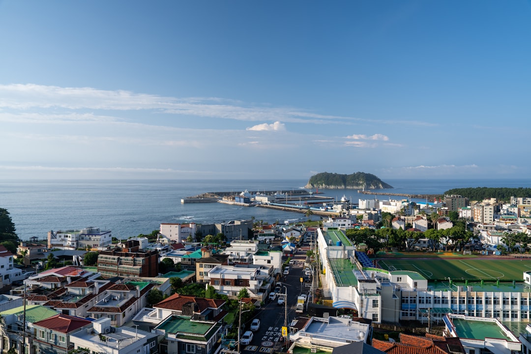 Coastal neighborhood and harbor in Seogwipo, Jeju