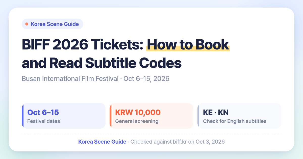 BIFF 2026 Ticket Guide: Dates, Prices, Sold-Out Seats and Subtitle Codes for Foreign Visitors